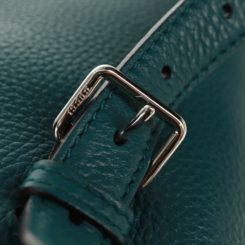 【日本直送】GUCCI 竹節雙肩包 皮革 綠色 銀色 370833 正品 159026V-20