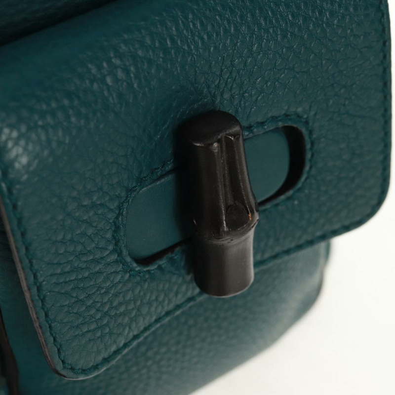 【日本直送】GUCCI 竹節雙肩包 皮革 綠色 銀色 370833 正品 159026V-21