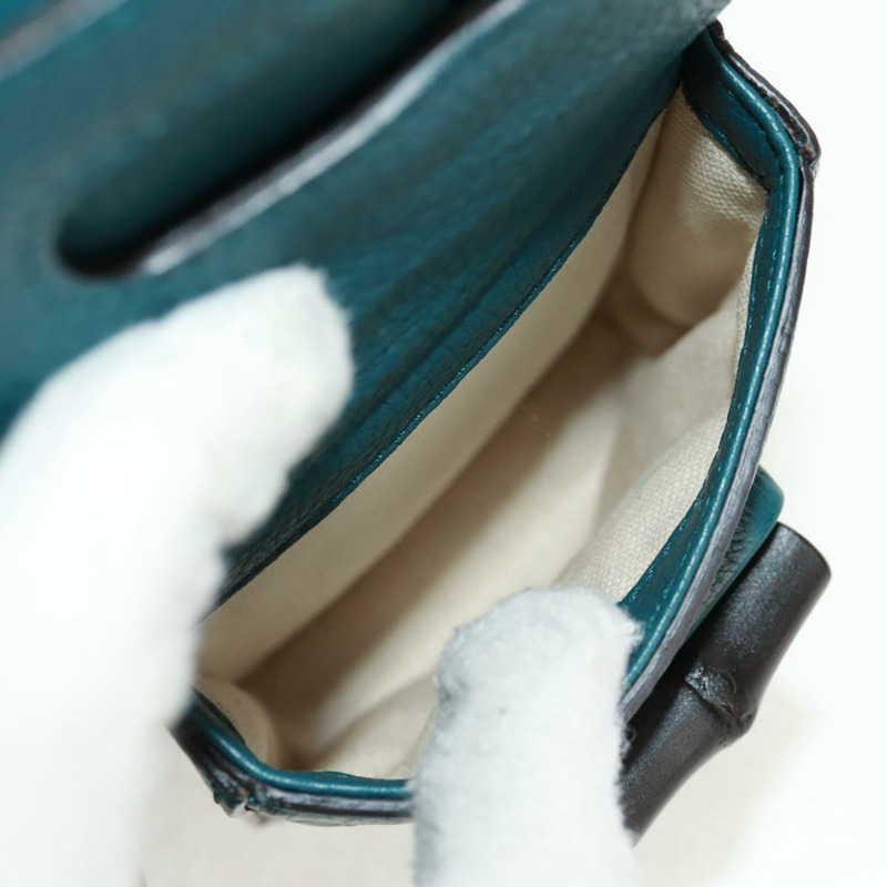 【日本直送】GUCCI 竹節雙肩包 皮革 綠色 銀色 370833 正品 159026V-23