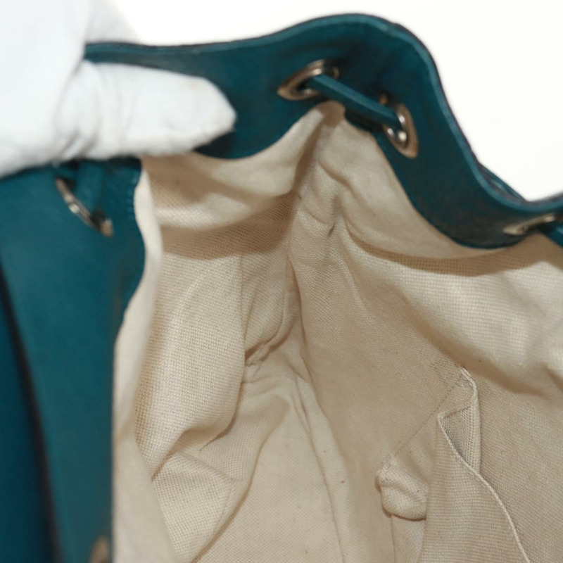 【日本直送】GUCCI 竹節雙肩包 皮革 綠色 銀色 370833 正品 159026V-29