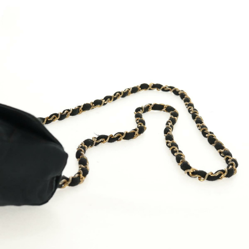 【日本直送】香奈兒迷你絎縫18鏈條肩背包，緞面黑色，金色雙C標誌，正品編號159010V-13