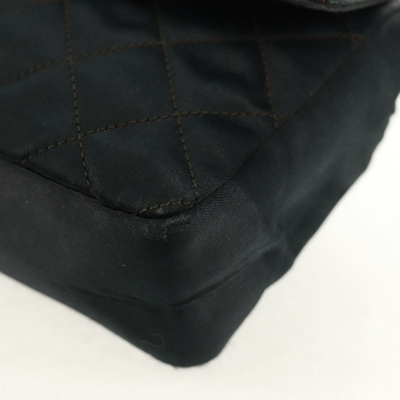 【日本直送】香奈兒迷你絎縫18鏈條肩背包，緞面黑色，金色雙C標誌，正品編號159010V-15