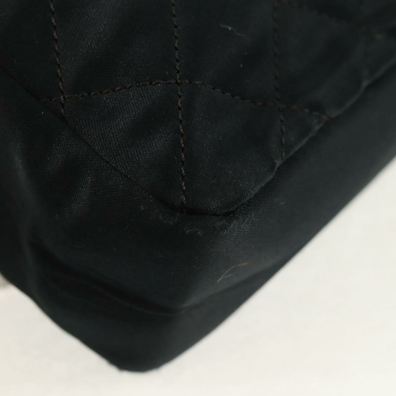 【日本直送】香奈兒迷你絎縫18鏈條肩背包，緞面黑色，金色雙C標誌，正品編號159010V-16