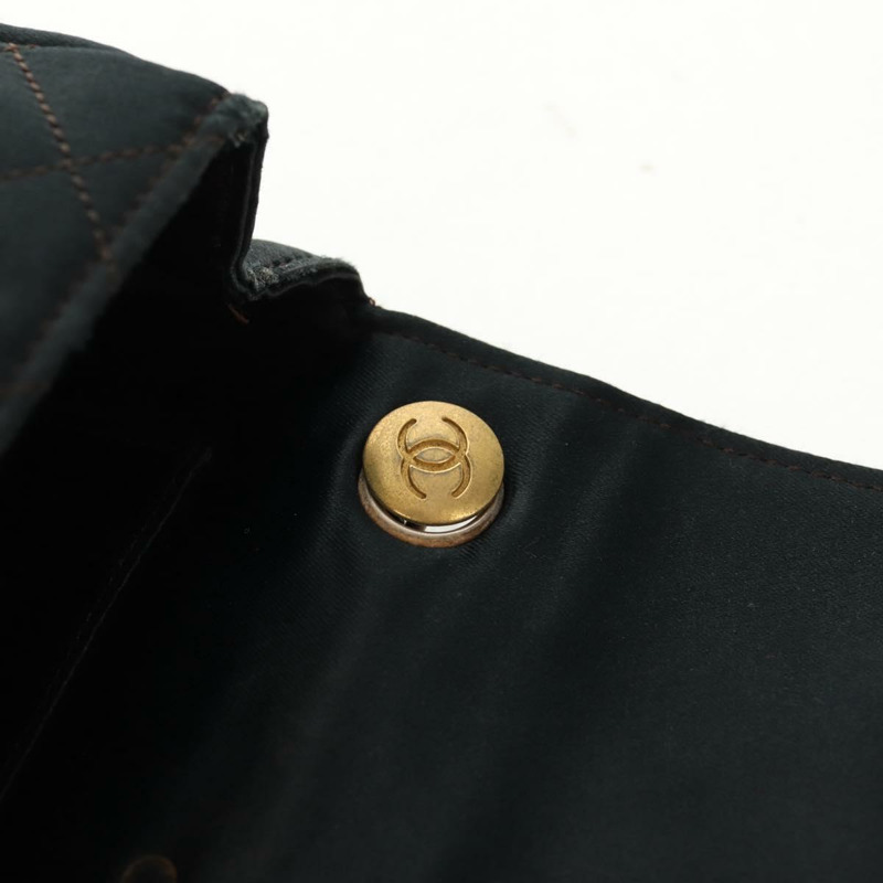 【日本直送】香奈兒迷你絎縫18鏈條肩背包，緞面黑色，金色雙C標誌，正品編號159010V-20