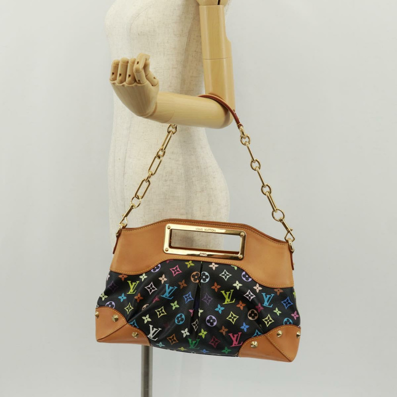 【日本直送】路易威登 Monogram Multicolor Judy MM 手提包 2Way 黑色 M40256 正品 ka1093V-23