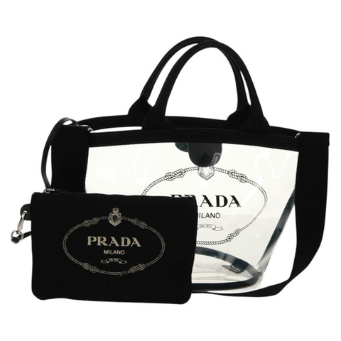 PRADA 手提包 Vinyl 2way Clear Silver Auth ka1045M