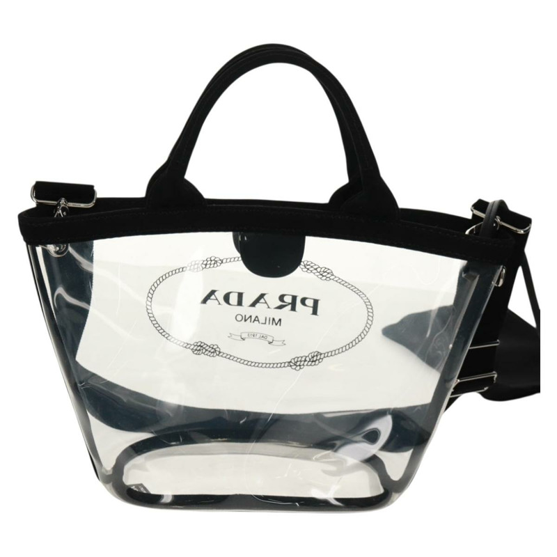 【日本直送】PRADA 手提包 Vinyl 2way Clear Silver Auth ka1045M-1