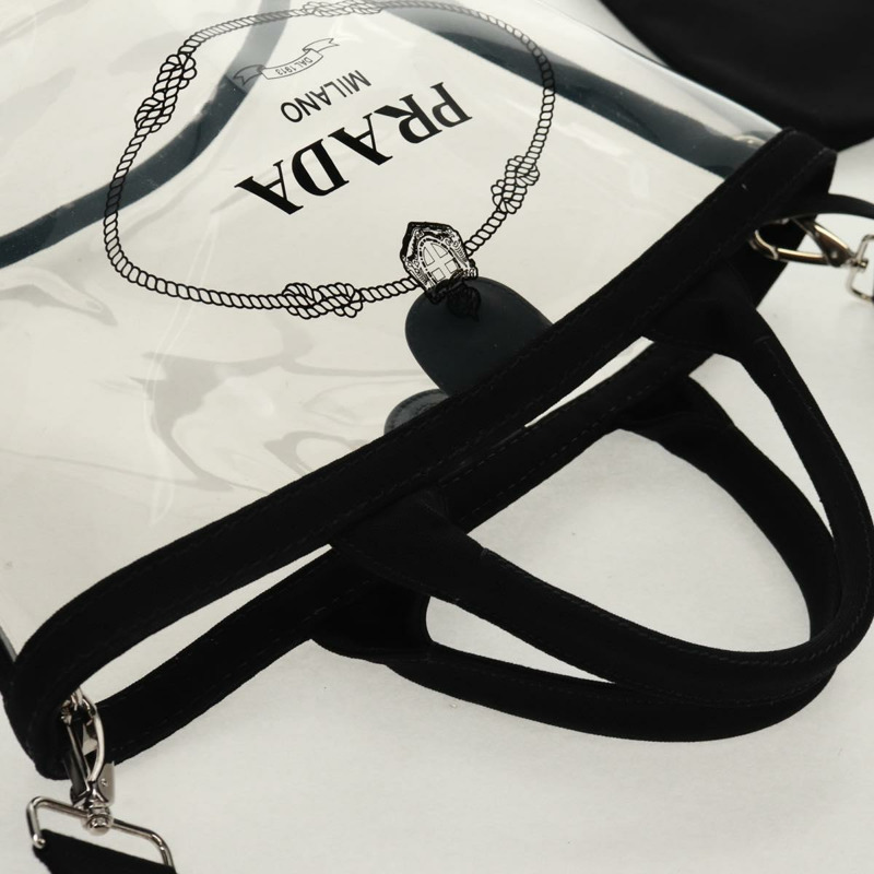 【日本直送】PRADA 手提包 Vinyl 2way Clear Silver Auth ka1045M-5
