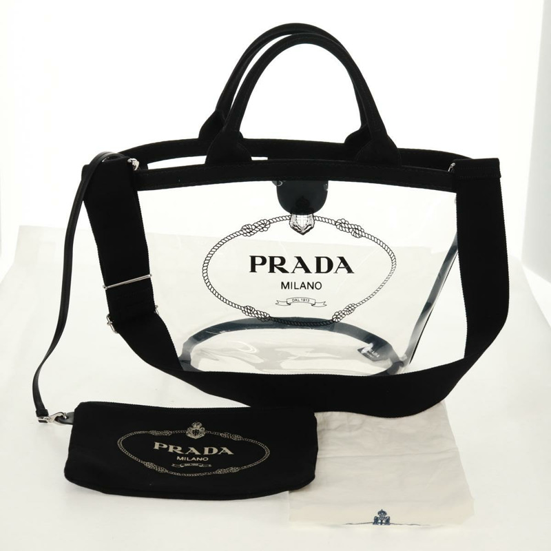 【日本直送】PRADA 手提包 Vinyl 2way Clear Silver Auth ka1045M-11