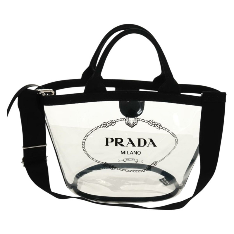【日本直送】PRADA 手提包 Vinyl 2way Clear Silver Auth ka1045M-12