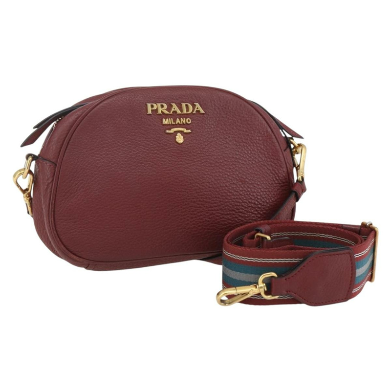 【日本直送】PRADA 皮革雙肩包 波爾多金 正品 ka1044-0