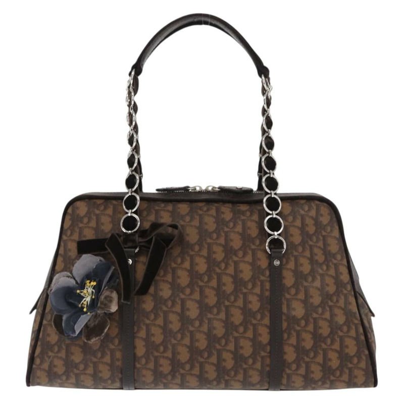 【日本直送】Christian Dior Romantic Trotter帆布手提包 PVC棕色銀色 正品 160136-12