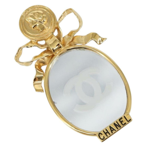 香奈兒 (CHANEL) 金屬金色雙C胸針 Auth ka1106V