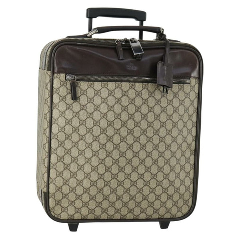GUCCI GG Supreme 手提箱 PVC 米色 銀色 101678 正品 160065