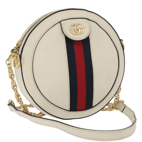 GUCCI GG Marmont Sherry Line 鏈條包 白色 金色 皮革 550618 正品 ka1140