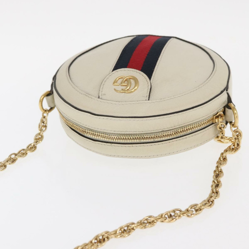 【日本直送】GUCCI GG Marmont Sherry Line 鏈條包 白色 金色 皮革 550618 正品 ka1140-5