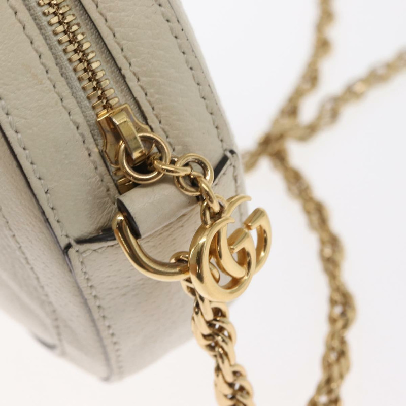 【日本直送】GUCCI GG Marmont Sherry Line 鏈條包 白色 金色 皮革 550618 正品 ka1140-9
