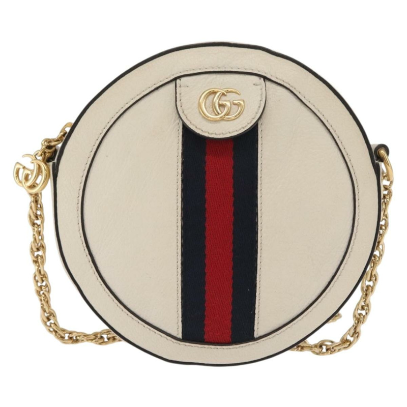 【日本直送】GUCCI GG Marmont Sherry Line 鏈條包 白色 金色 皮革 550618 正品 ka1140-12