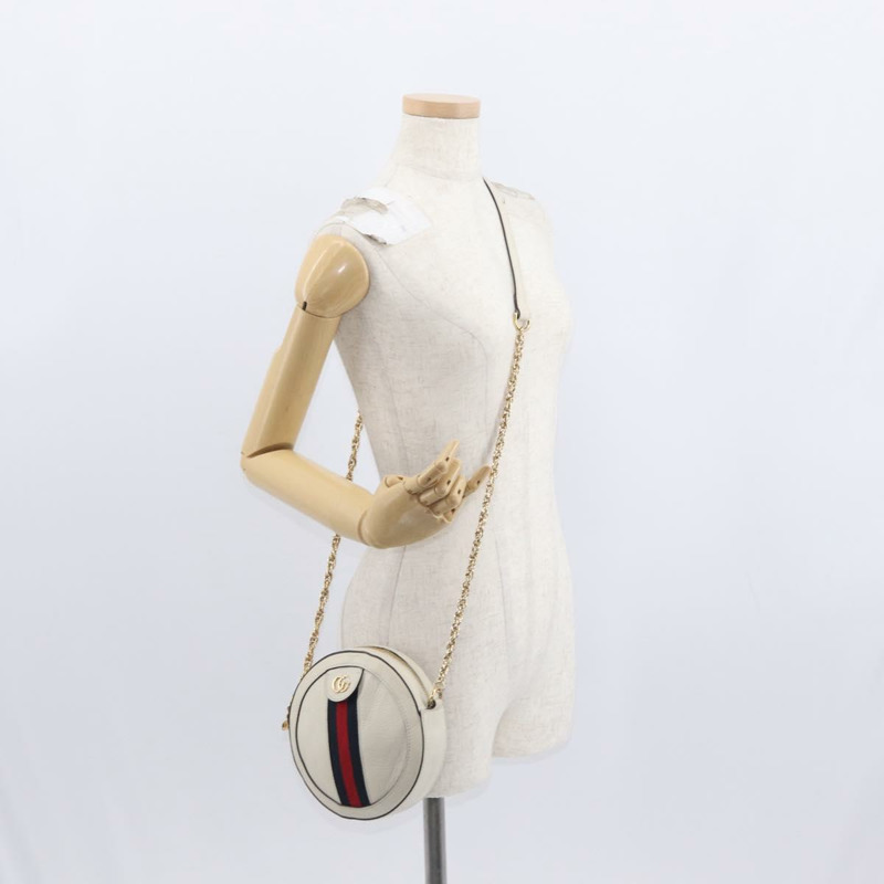 【日本直送】GUCCI GG Marmont Sherry Line 鏈條包 白色 金色 皮革 550618 正品 ka1140-19