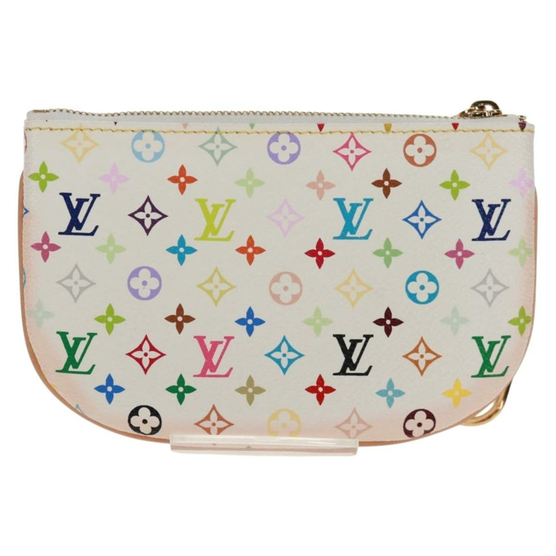 【日本直送】路易威登 Monogram Multicolor Pochette MM 手拿包 白色 M60028 LV Auth 159454V-1