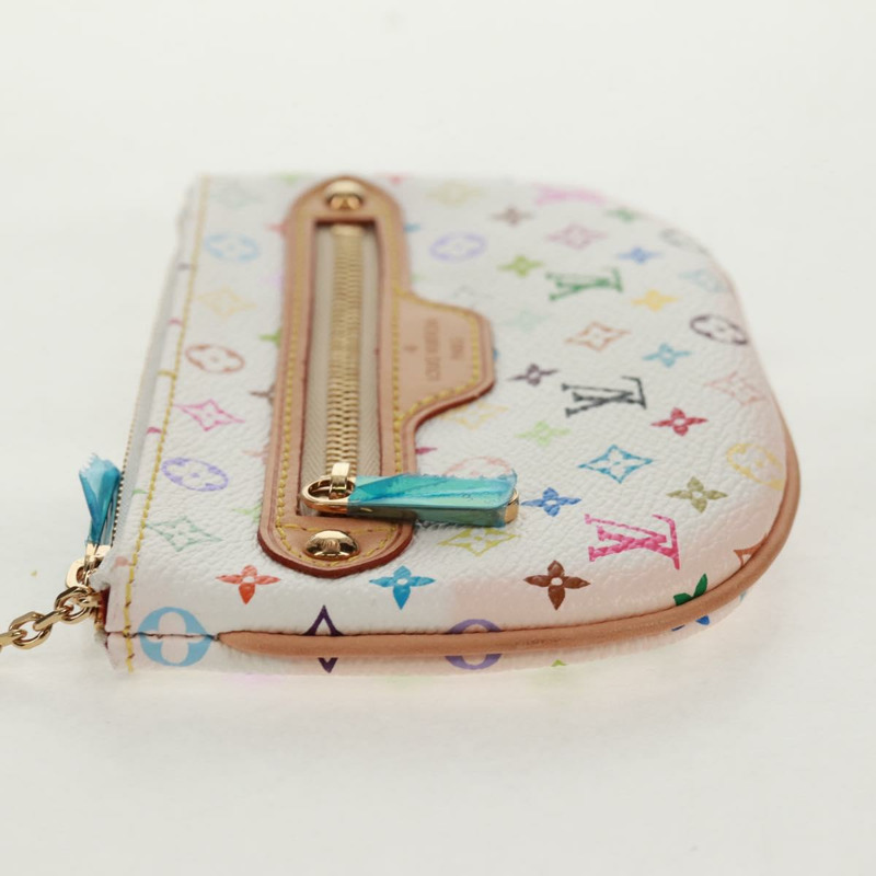 【日本直送】路易威登 Monogram Multicolor Pochette MM 手拿包 白色 M60028 LV Auth 159454V-2