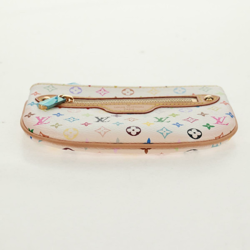 【日本直送】路易威登 Monogram Multicolor Pochette MM 手拿包 白色 M60028 LV Auth 159454V-5