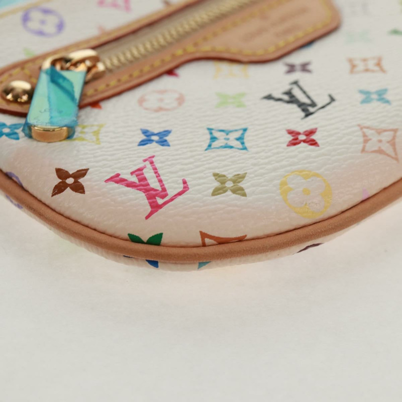 【日本直送】路易威登 Monogram Multicolor Pochette MM 手拿包 白色 M60028 LV Auth 159454V-6