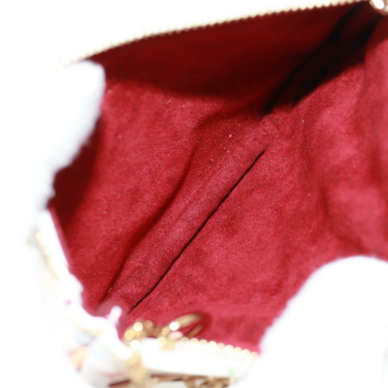 【日本直送】路易威登 Monogram Multicolor Pochette MM 手拿包 白色 M60028 LV Auth 159454V-9