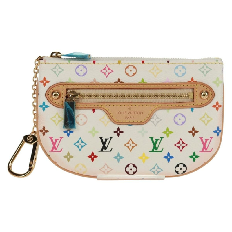 【日本直送】路易威登 Monogram Multicolor Pochette MM 手拿包 白色 M60028 LV Auth 159454V-12