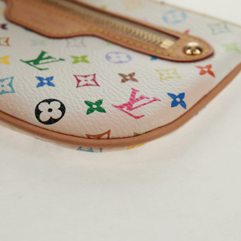 【日本直送】路易威登 Monogram Multicolor Pochette MM 手拿包 白色 M60028 LV Auth 159454V-13