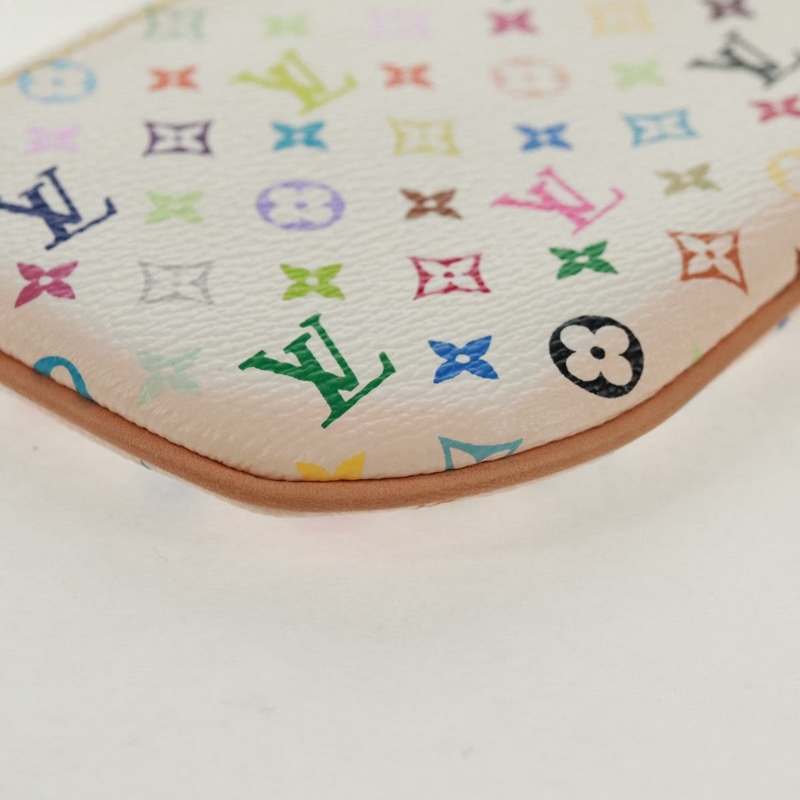 【日本直送】路易威登 Monogram Multicolor Pochette MM 手拿包 白色 M60028 LV Auth 159454V-14