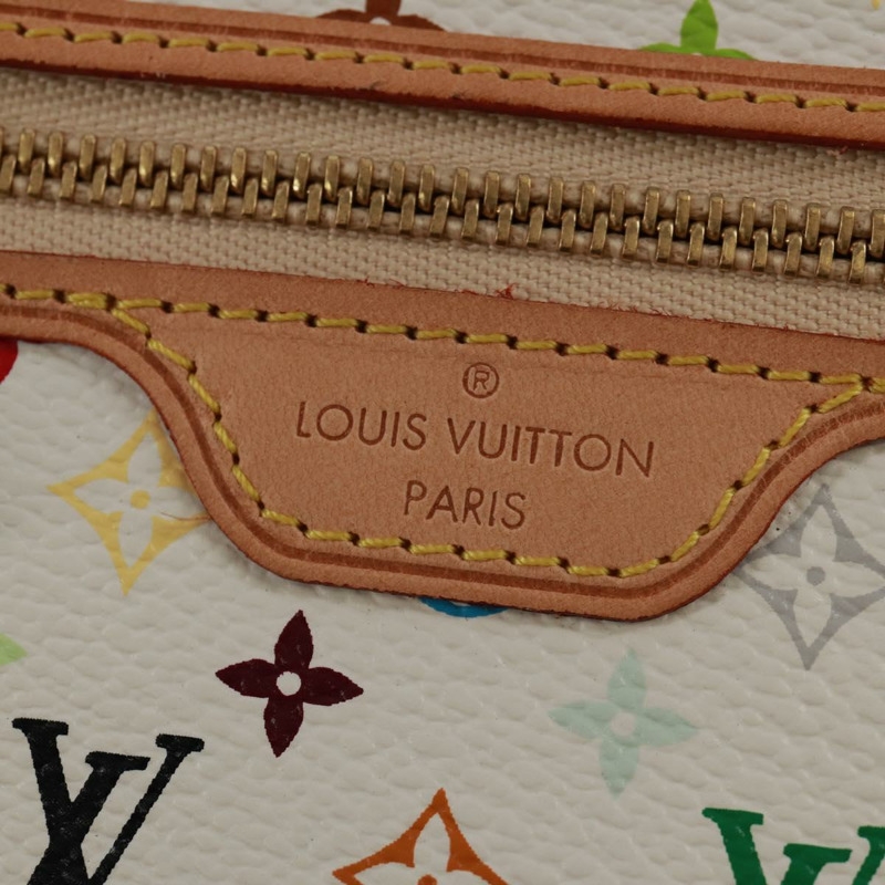 【日本直送】路易威登 Monogram Multicolor Pochette MM 手拿包 白色 M60028 LV Auth 159454V-16