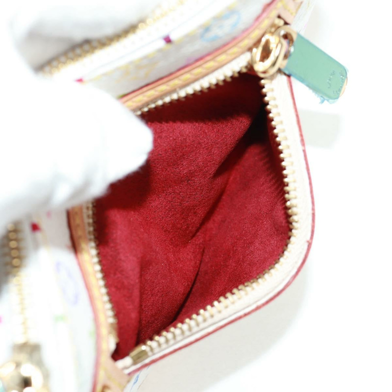 【日本直送】路易威登 Monogram Multicolor Pochette MM 手拿包 白色 M60028 LV Auth 159454V-18
