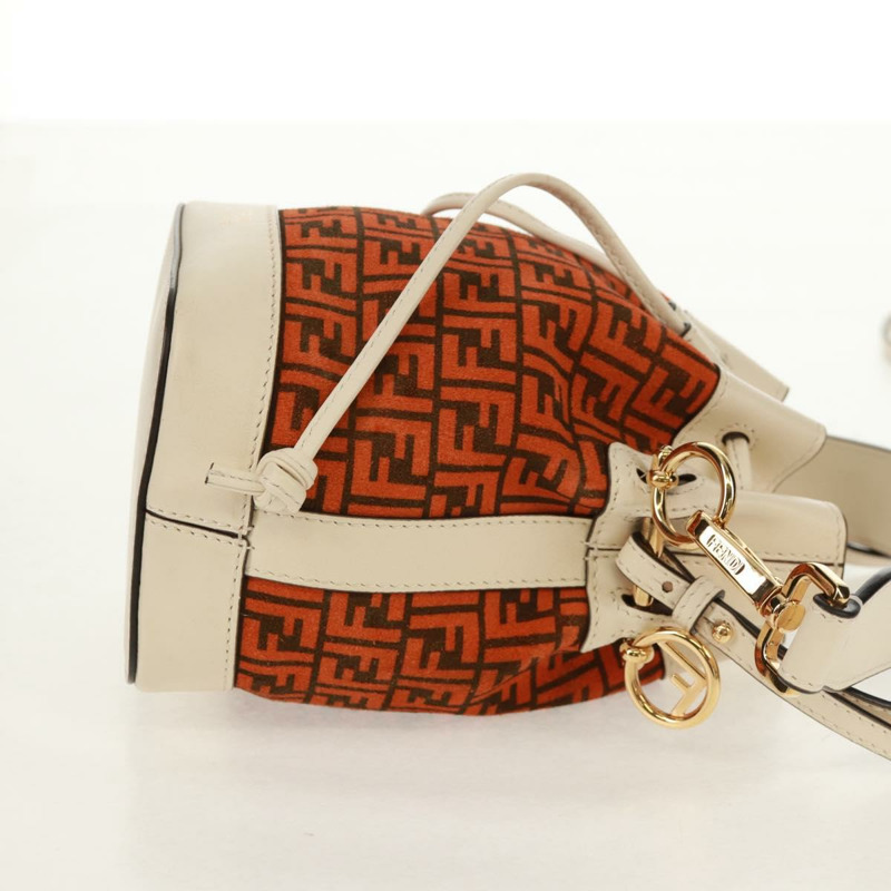 【日本直送】FENDI Zucchino帆布迷你Montrezor手提包，橘色金色，兩用款，正品，貨號159396V-3