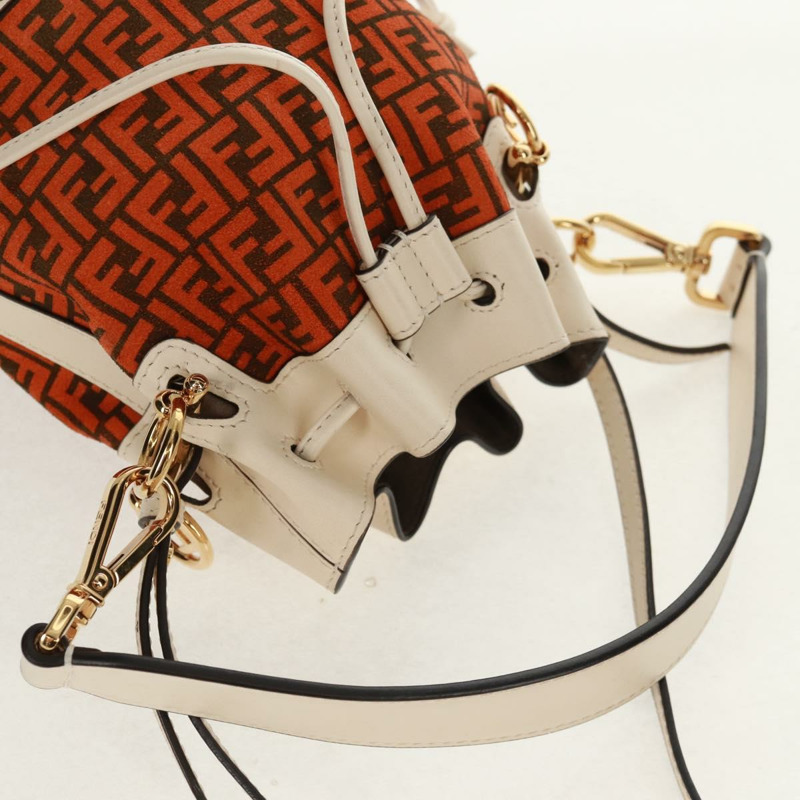 【日本直送】FENDI Zucchino帆布迷你Montrezor手提包，橘色金色，兩用款，正品，貨號159396V-5