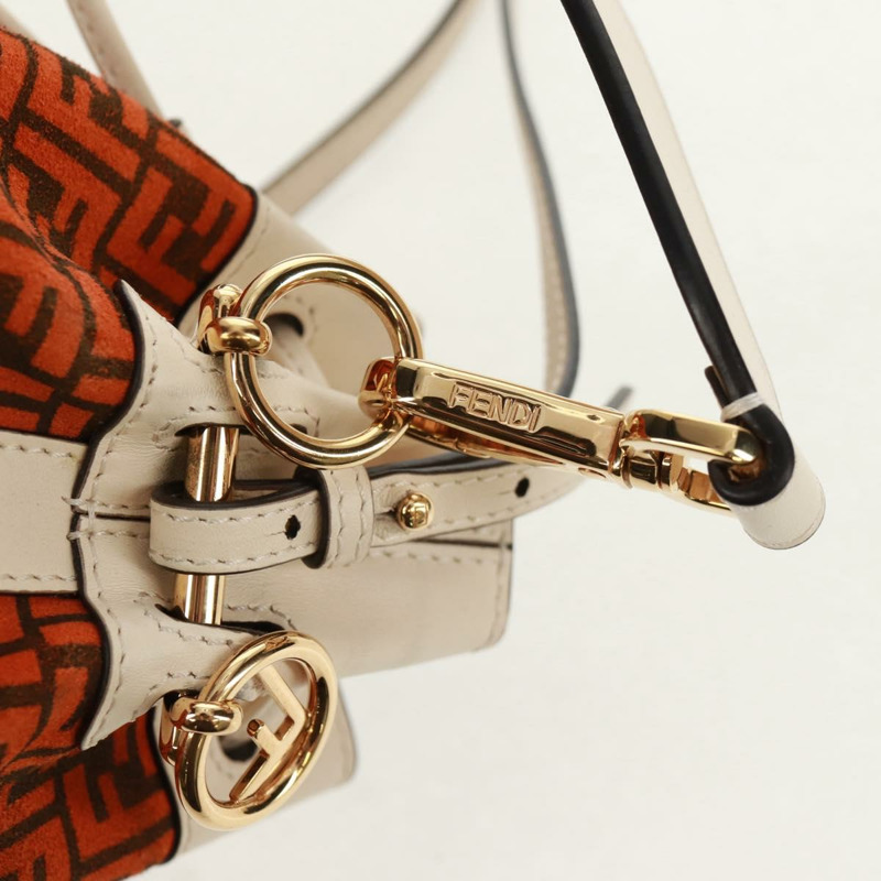 【日本直送】FENDI Zucchino帆布迷你Montrezor手提包，橘色金色，兩用款，正品，貨號159396V-8
