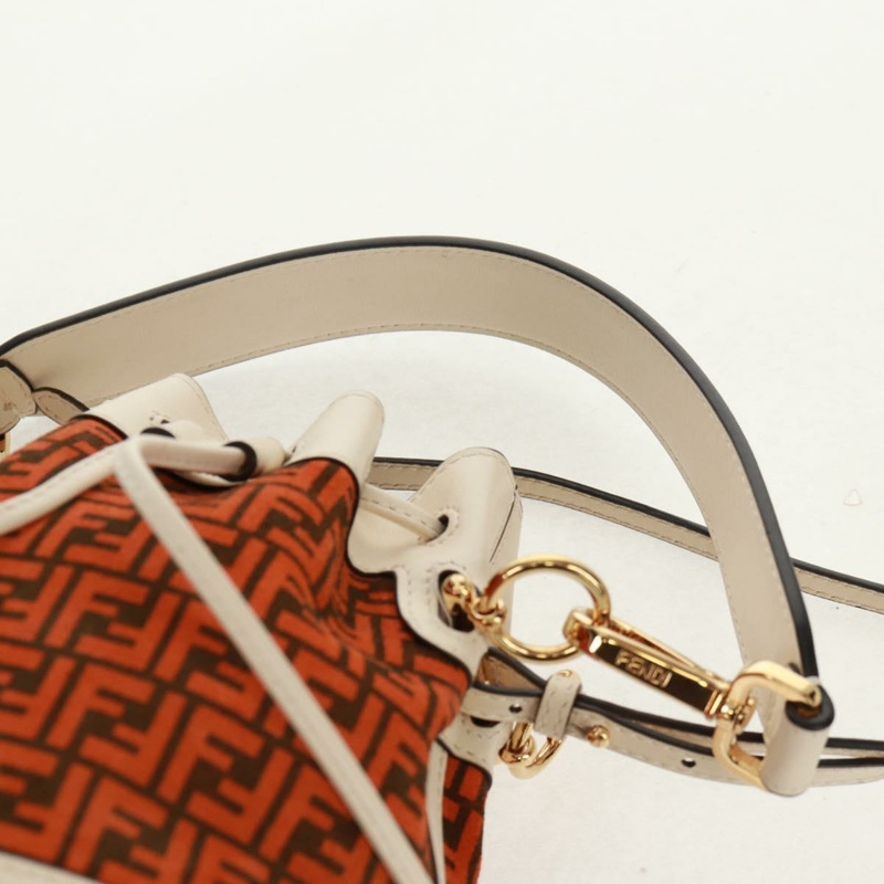 【日本直送】FENDI Zucchino帆布迷你Montrezor手提包，橘色金色，兩用款，正品，貨號159396V-13