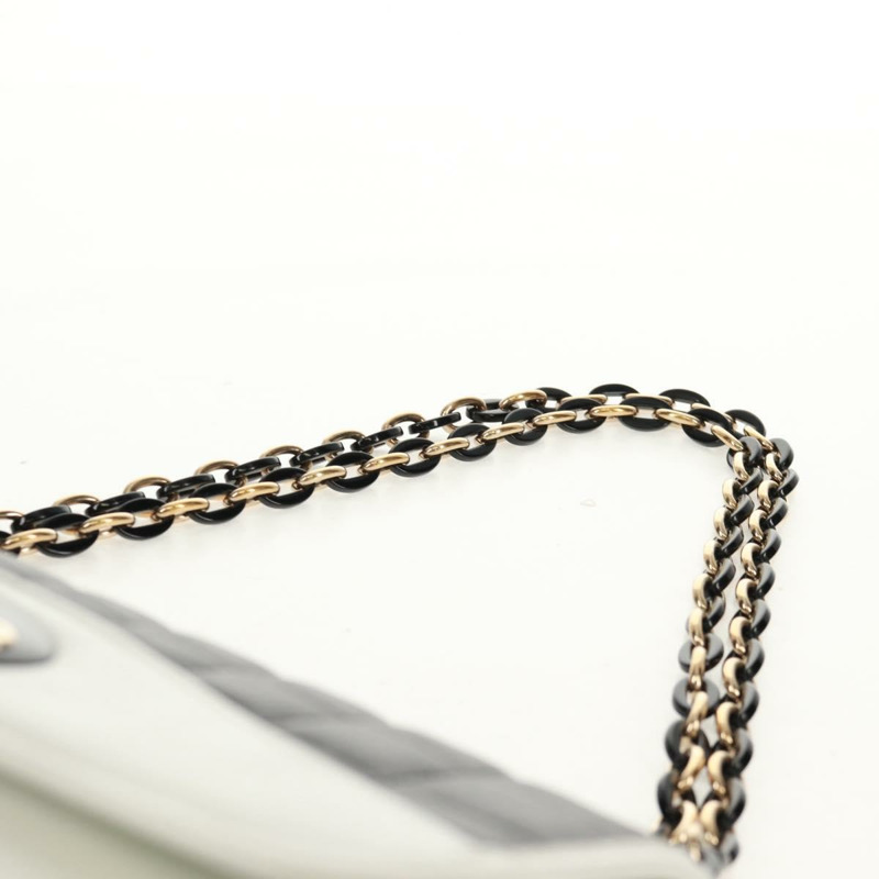 【日本直送】香奈兒 Choco Bar 鏈條肩背包，羊皮材質，黑色/白色，CC 標誌，正品編號 159582V-13
