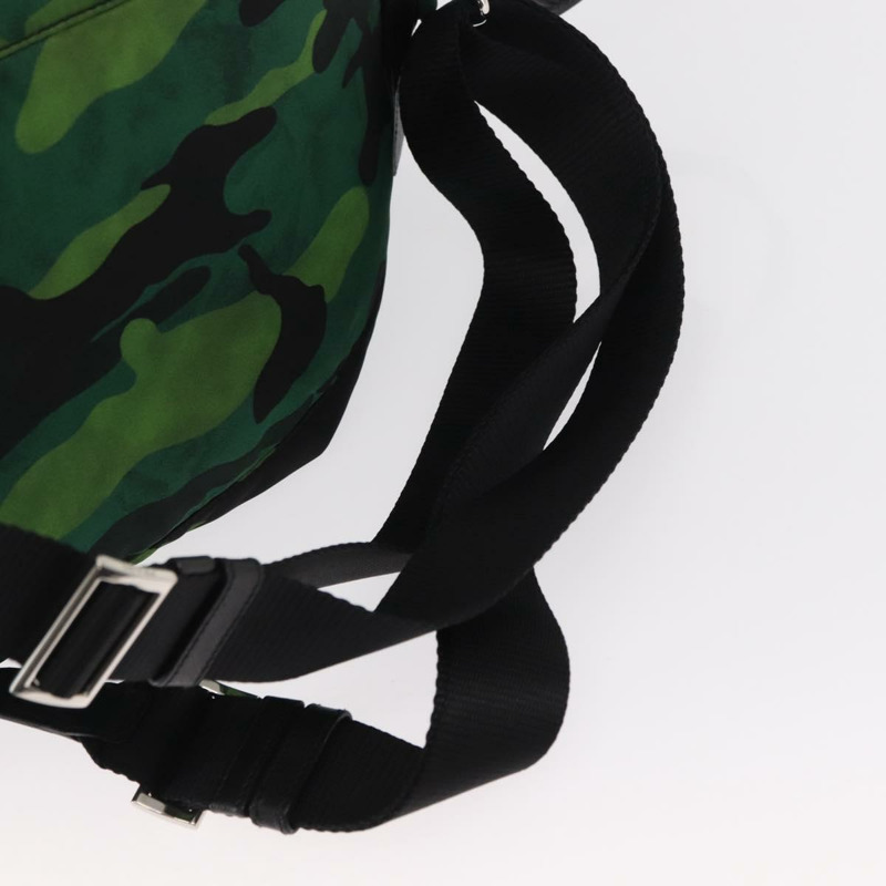 【日本直送】PRADA 雙肩包 尼龍 綠色 銀色 正品 158946V-7