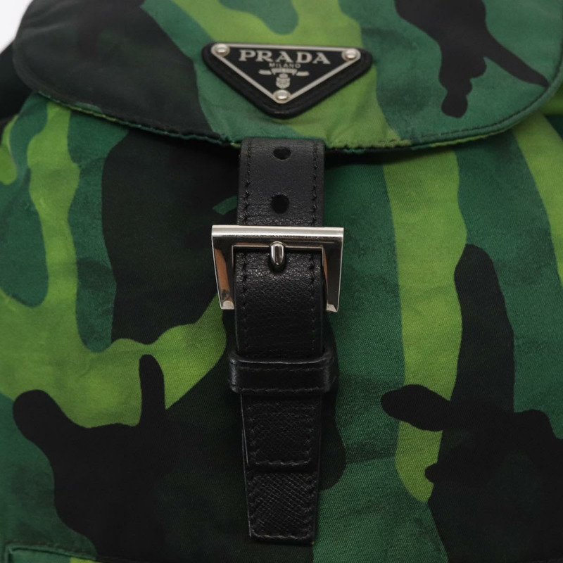 【日本直送】PRADA 雙肩包 尼龍 綠色 銀色 正品 158946V-19