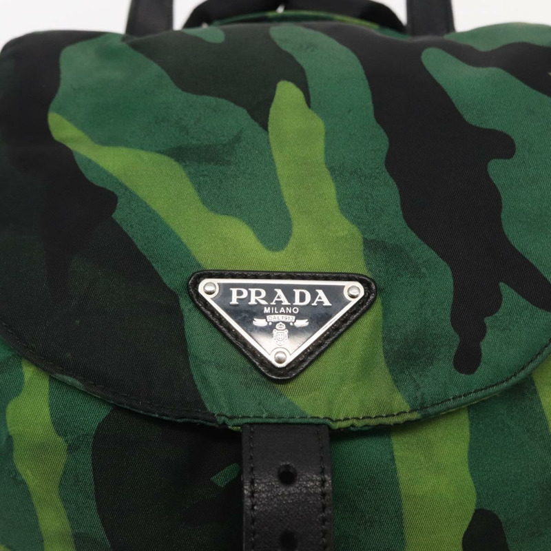 【日本直送】PRADA 雙肩包 尼龍 綠色 銀色 正品 158946V-20
