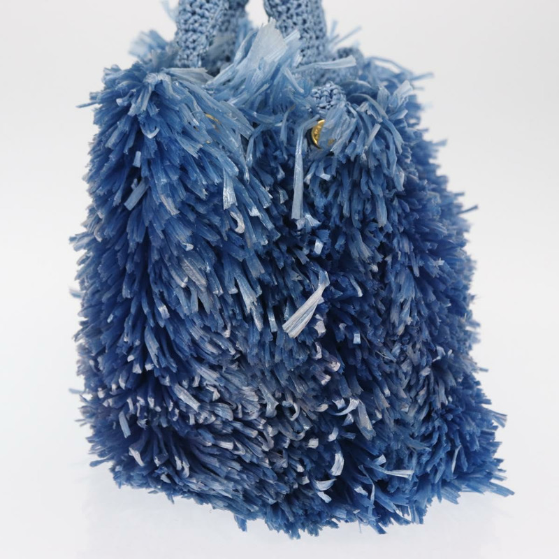 【日本直送】PRADA 拉菲草編織手提包 藍色 金色 正品 158947V-2