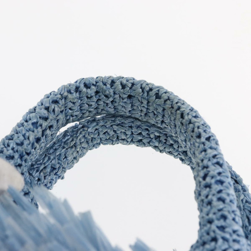 【日本直送】PRADA 拉菲草編織手提包 藍色 金色 正品 158947V-7