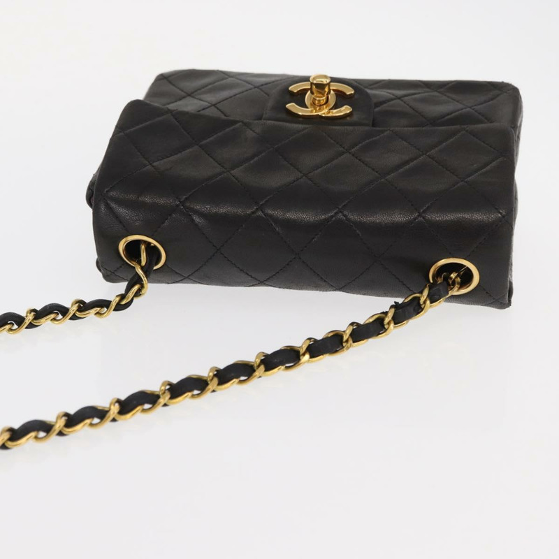 【日本直送】香奈兒 (CHANEL) 絎縫鏈條單肩包，羊皮材質，金色/黑色，CC標誌，正品編號 158863SAV-5