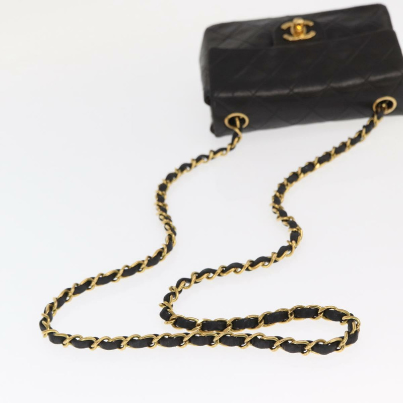 【日本直送】香奈兒 (CHANEL) 絎縫鏈條單肩包，羊皮材質，金色/黑色，CC標誌，正品編號 158863SAV-6
