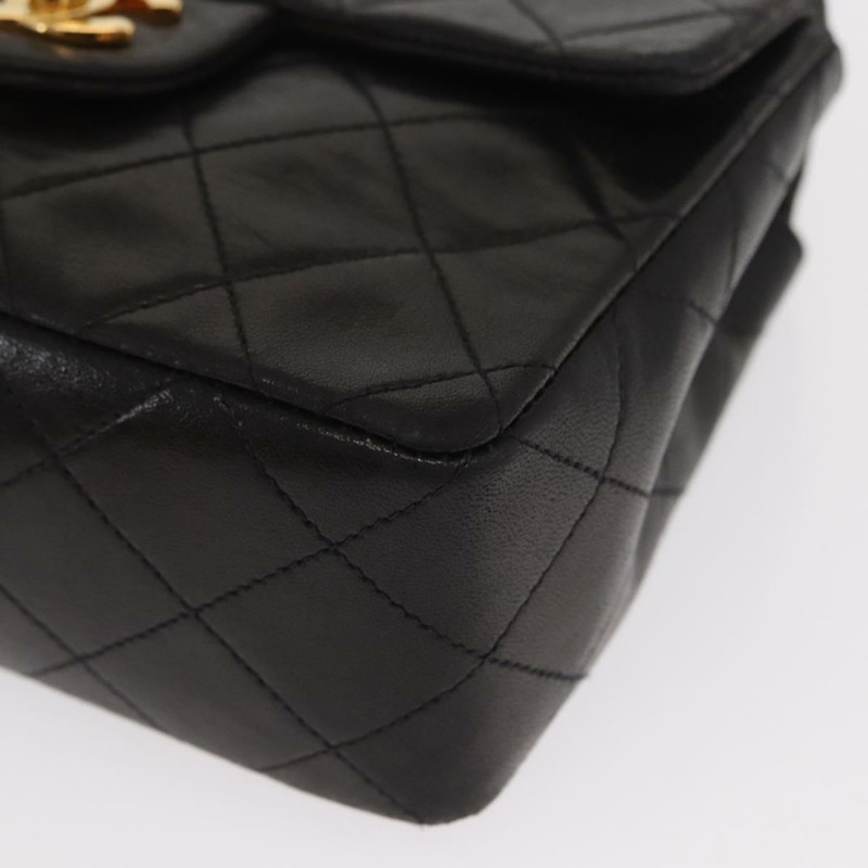 【日本直送】香奈兒 (CHANEL) 絎縫鏈條單肩包，羊皮材質，金色/黑色，CC標誌，正品編號 158863SAV-14