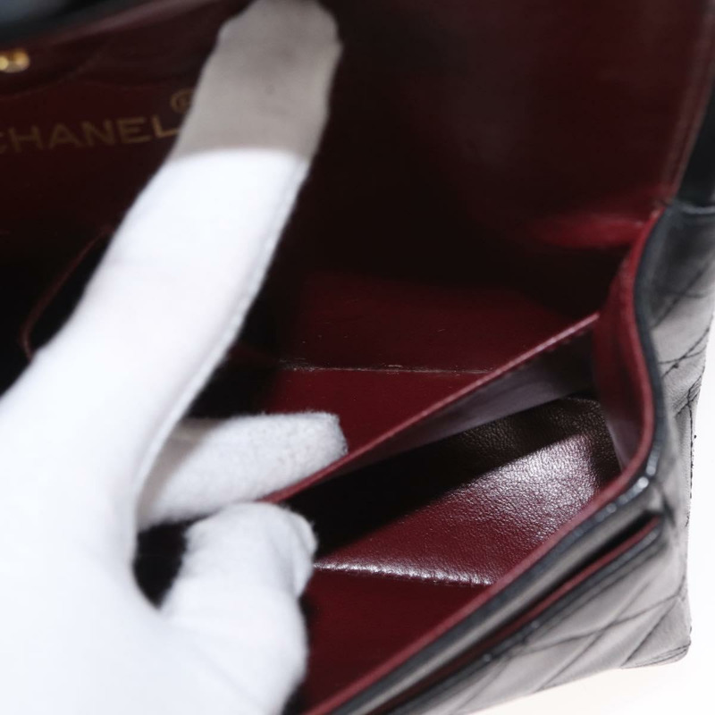 【日本直送】香奈兒鏈條雙蓋絎縫23包，羊皮材質，黑色金色雙C標誌，正品編號158862SM-32