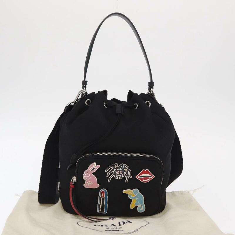 【日本直送】PRADA 尼龍雙肩手提包，黑色銀色，正品，貨號 158945SAM-11