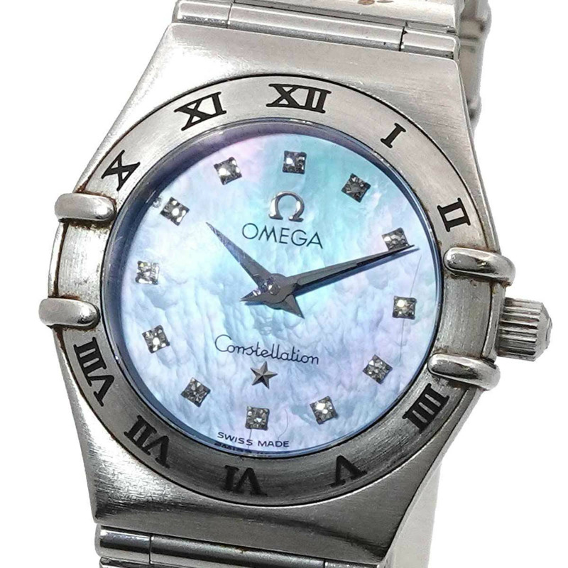 歐米茄星座系列迷你腕錶 1562 85 12P 鑲鑽女錶 藍色錶殼 石英錶-5