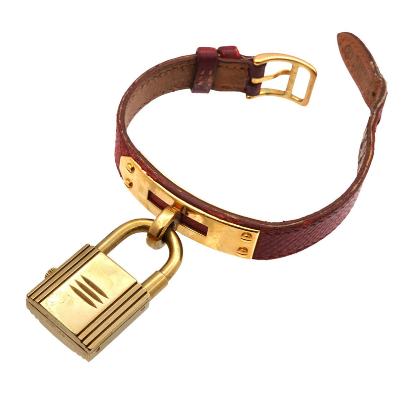 愛馬仕 Kelly 女士腕錶，白色和紅色石英錶盤，帶 Cadena 錶帶-4